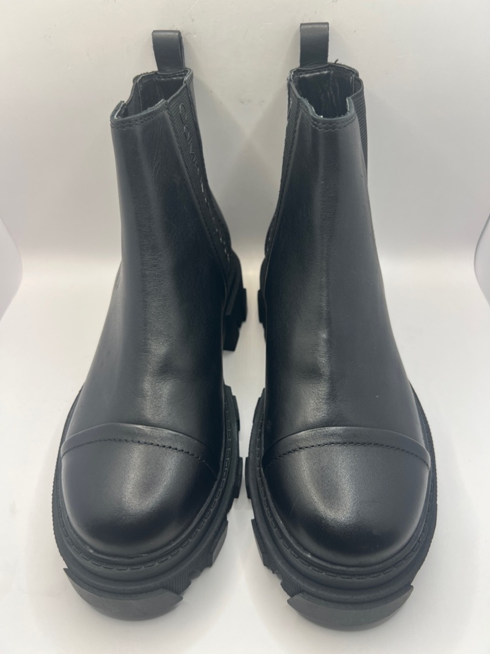 Calvin Klein Black Leather Lug-Sole Heeled Chelsea Boots